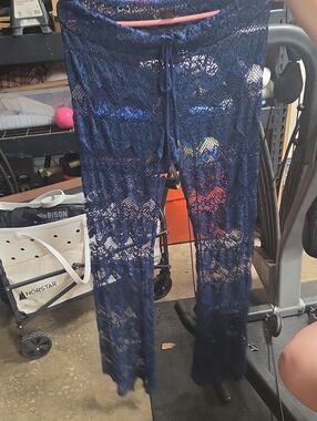 Shinestar Navy Blue Lace Swim Coverup Pants
